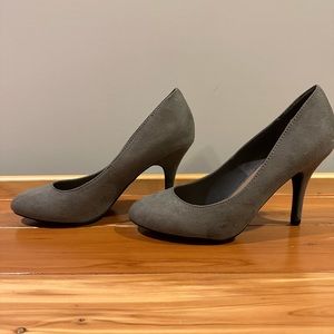 Charcoal grey, faux suede high heels